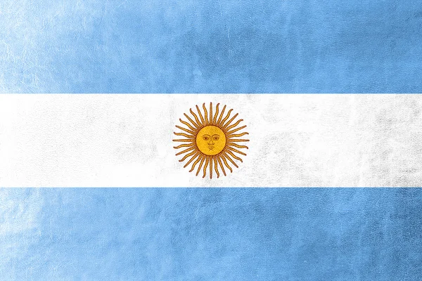 Argentinië vlag geschilderd op leder texture — Stockfoto