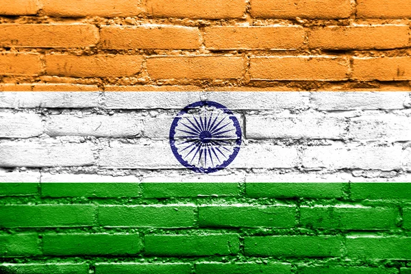 India Flag painted on brick wall — Stock Photo, Image