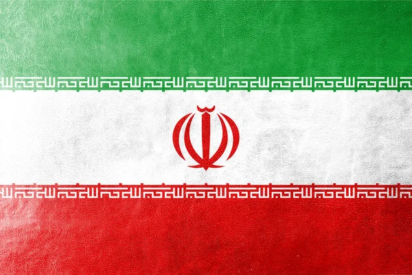 Írán vlajka na kožené textury — Stock fotografie