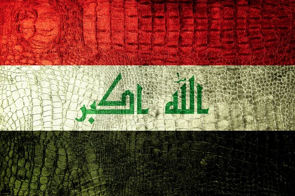 Bandera de Irak pintada en textura de cocodrilo de lujo —  Fotos de Stock