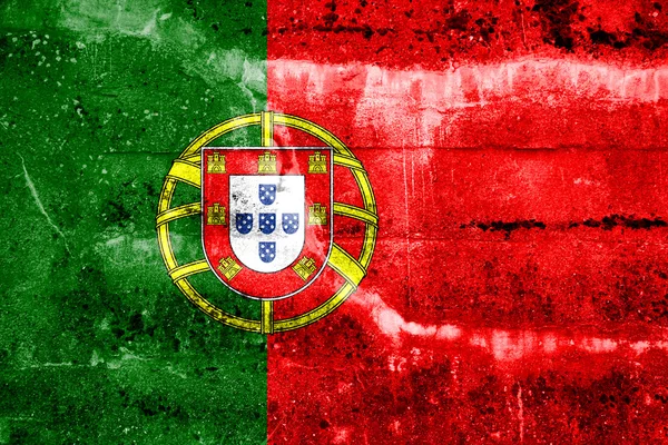 Grunge duvara boyalı Portekiz bayrağı — Stok fotoğraf