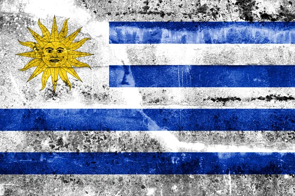 Bandeira do Uruguai pintada na parede grunge — Fotografia de Stock