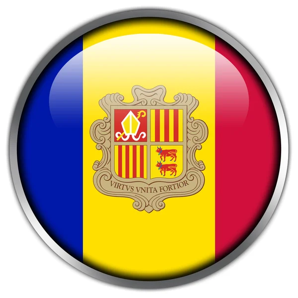 Прапор Андорри глянсовий кнопки — стокове фото