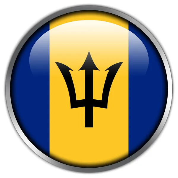 Barbados Flagge glänzenden Knopf — Stockfoto