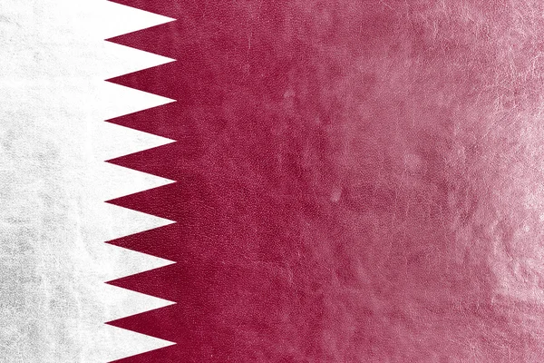 Qatar Flag painted on leather texture — Stock Photo, Image