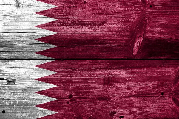 Qatar Flag painted on old wood plank texture — Stock Photo, Image