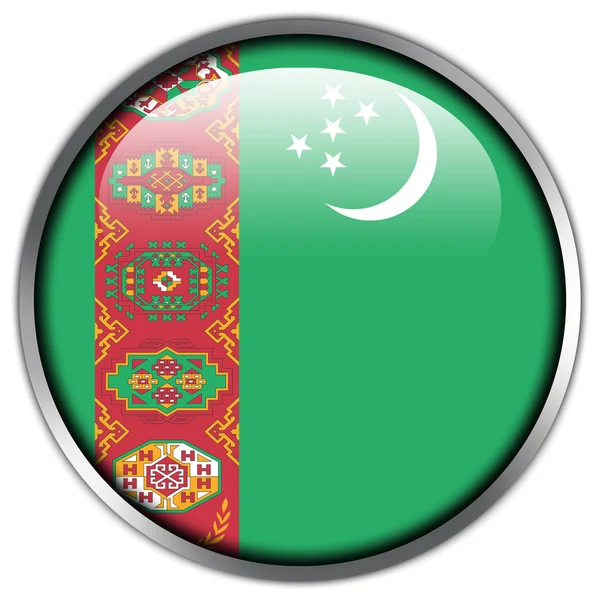 Блестящая кнопка флага Туркменистана — стоковое фото