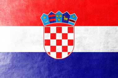 Hırvatistan bayrağı deri dokusu üzerinde boyalı