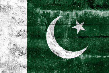Grunge duvara boyalı pakistan bayrağı