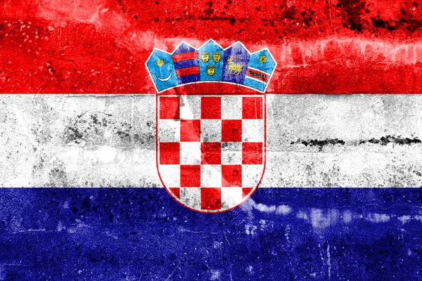 Kroatische Flagge an Grunge-Wand gemalt — Stockfoto