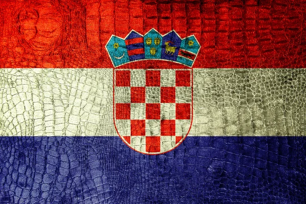 Croatia Flag painted on luxury crocodile texture — Stock Photo, Image