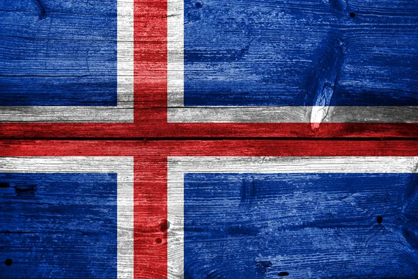 Islande Drapeau peint sur une vieille planche de bois — Photo