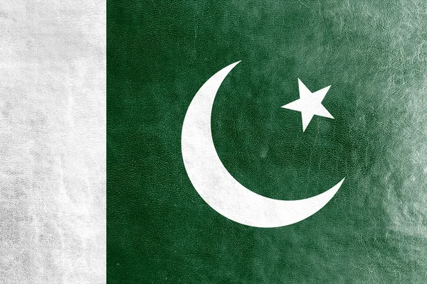 Pakistanische Flagge auf Lederstruktur gemalt — Stockfoto