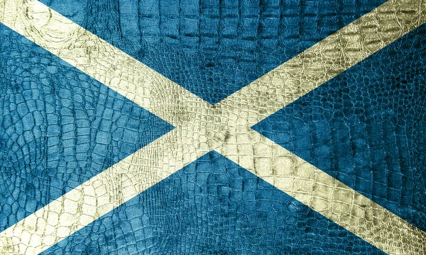 Bandera de Escocia pintada en textura de cocodrilo de lujo — Foto de Stock