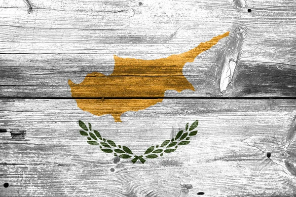 Kyperská vlajka na staré dřevěné prkenné textury — Stock fotografie
