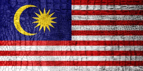 Malaysia Bandiera dipinta su texture di coccodrillo di lusso — Foto Stock