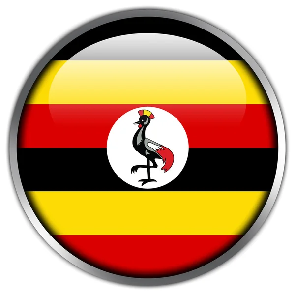 Hochglanz-Knopf der uganda-Flagge — Stockfoto