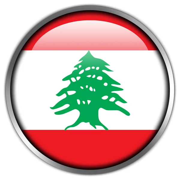 Libanon lesklý tlačítko příznak — Stock fotografie