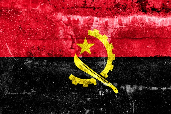 Angola Bandiera dipinta su parete grunge — Foto Stock