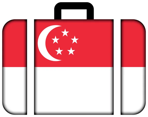 Чемодан с флагом Сингапура — стоковое фото
