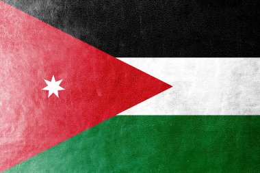 deri dokusu üzerinde boyalı Ürdün bayrağı