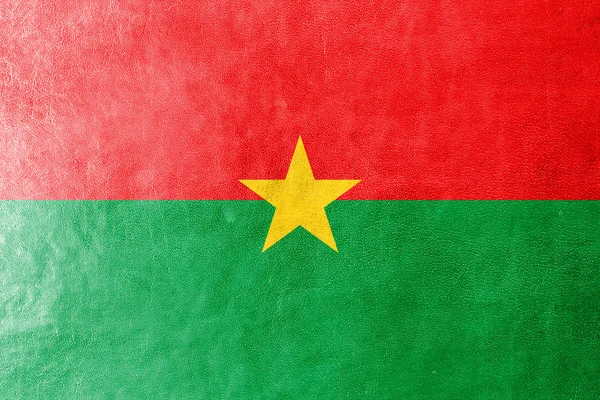 Burkina Faso Flagge auf Leder Textur gemalt — Stockfoto