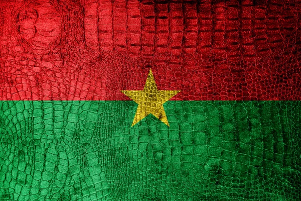 Burkina Faso Flag painted on luxury crocodile texture — Stock Photo, Image
