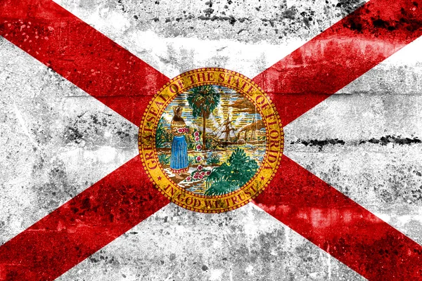 Florida vlajky maloval na zdi grunge — Stock fotografie