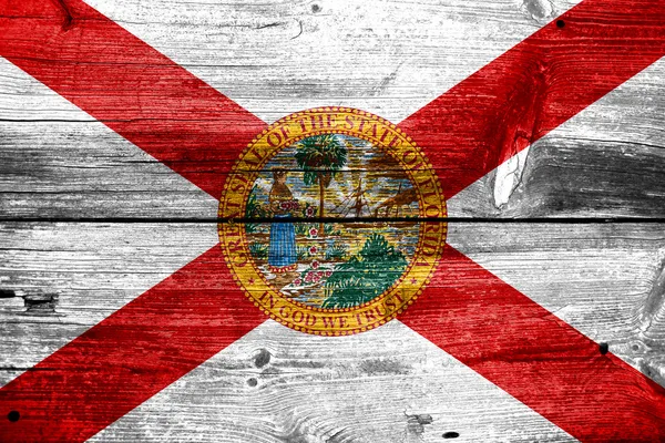 Florida Bandiera dipinta su legno vecchio trama tavola — Foto Stock