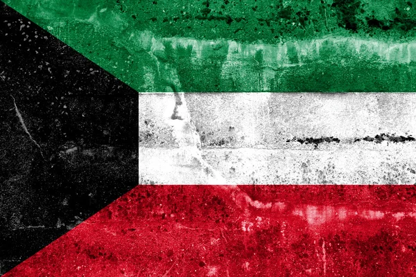 Kuwait Bandiera dipinta su parete grunge — Foto Stock