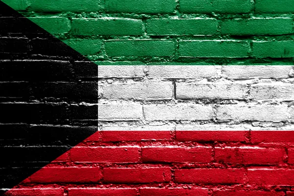 Kuwait-Flagge auf Ziegelwand gemalt — Stockfoto