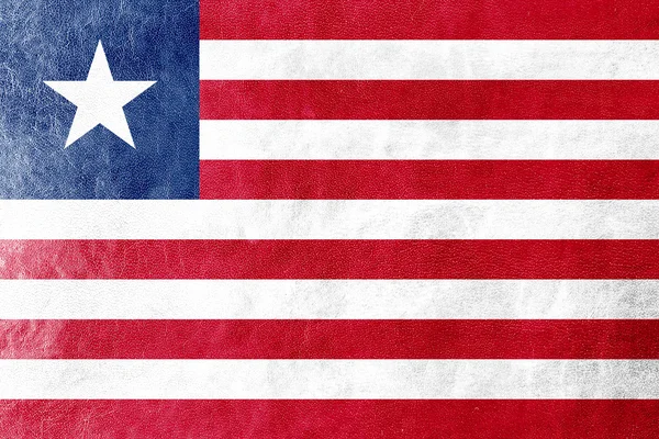 Liberia Bandiera dipinta su texture in pelle — Foto Stock