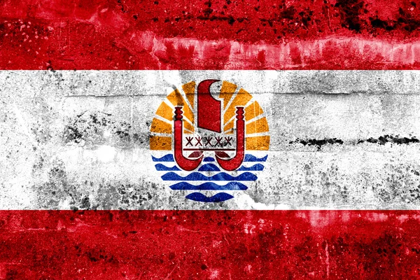 Bandiera Polinesia Francese dipinta su parete grunge — Foto Stock