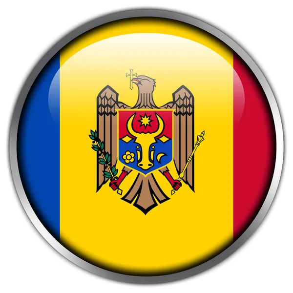 Moldaviens flagga blankt knappen — Stockfoto