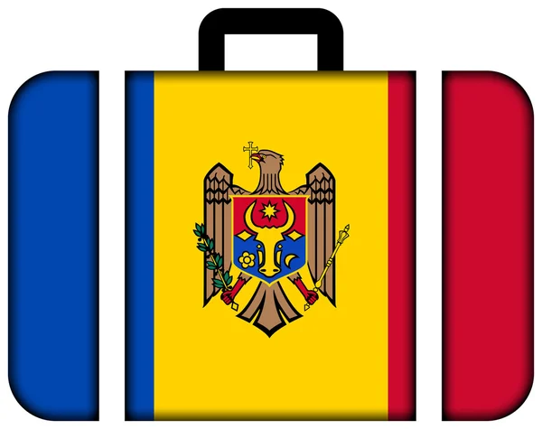 Koffer met Moldavië vlag — Stockfoto