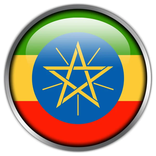 エチオピアの旗の光沢のあるボタン — ストック写真