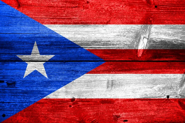 Bandera de Puerto Rico pintada sobre madera vieja textura de tablón —  Fotos de Stock