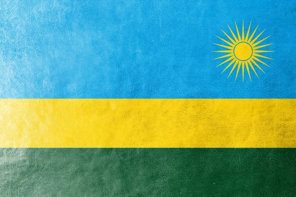 Rwanda Flag painted on leather texture — Stock Photo, Image