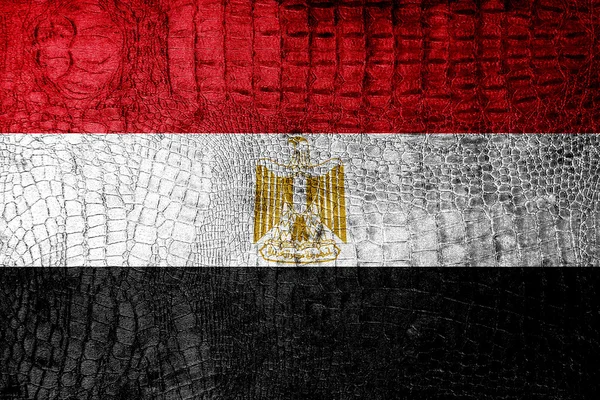 Egitto Bandiera dipinta su texture di coccodrillo di lusso — Foto Stock