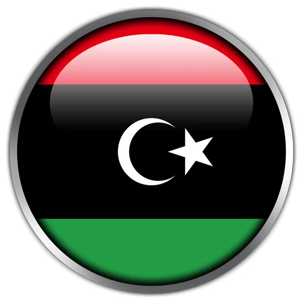 Líbia Bandeira botão brilhante — Fotografia de Stock