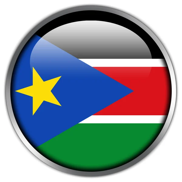 南苏丹国旗光泽按钮 — 图库照片