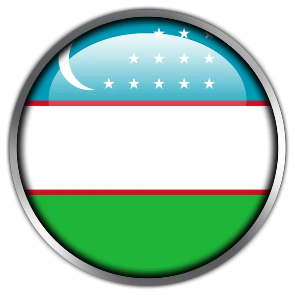 Oezbekistan vlag glanzende knop — Stockfoto