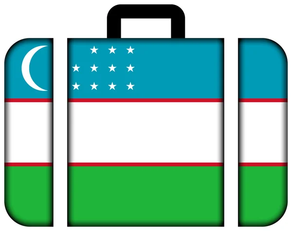 Resväska med uzbekistan flagga — Stockfoto