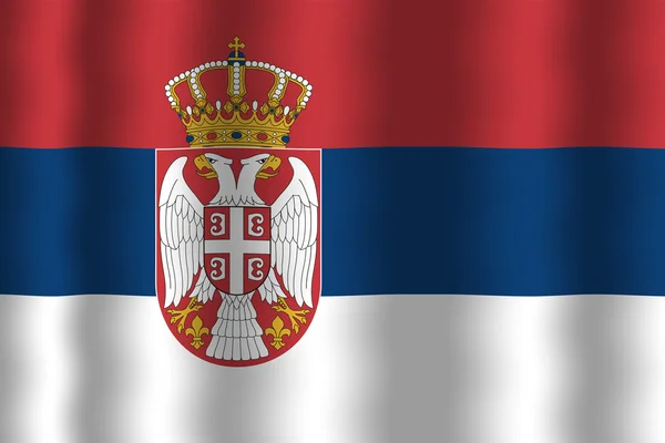 Sırbistan bayrağı sallayarak — Stok fotoğraf
