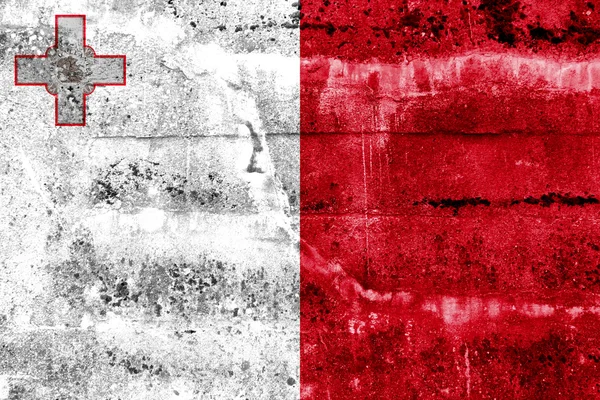 Bandera de Malta pintada en la pared grunge —  Fotos de Stock