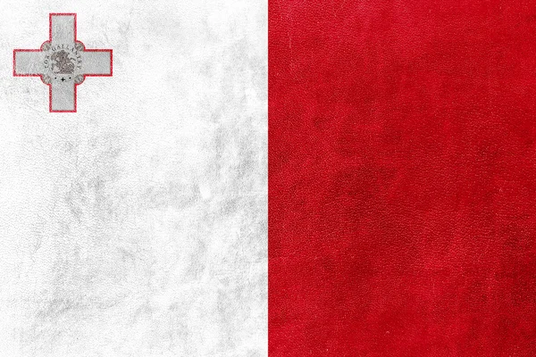 Malta Bandeira pintada sobre textura de couro — Fotografia de Stock