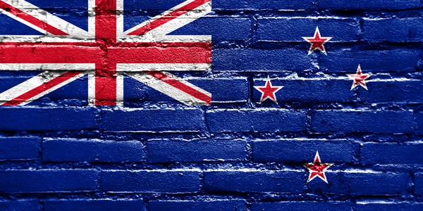 Neuseeland-Flagge an Ziegelwand gemalt — Stockfoto