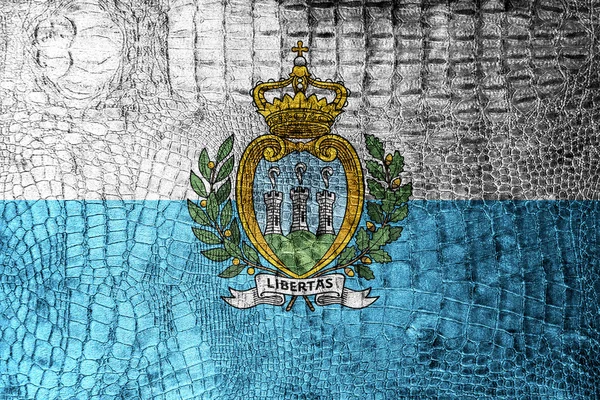 San Marino Flag painted on luxury crocodile texture — Zdjęcie stockowe