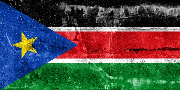 Sudan del Sud Bandiera dipinta su parete grunge — Foto Stock