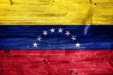 eski ahşap tahta dokusu üzerinde boyalı Venezüella bayrağı